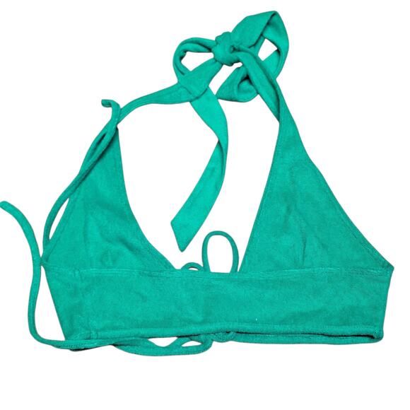 Princess polly Benni terry cloth halter tie crop top green SIZE 4/S soft trendy - Picture 4 of 7
